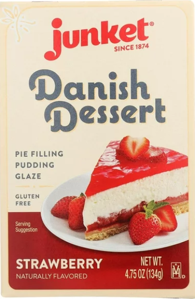 JUNKET Danish Dessert 'Strawberry' Pie Filling, Pudding, Glaze 134 gr